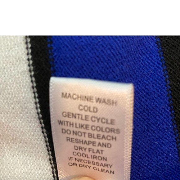 Cable & Gauge Sweater Cobalt Blue Striped Long Sleeve Women's Size Med *FLAW - Picture 9 of 10